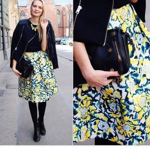 H&M Floral-Pleated-Midi-ALine-Skirt
